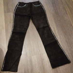 Suede studded pants